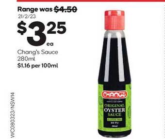 Woolworths Chang's sauce offer