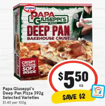 IGA Papa Giuseppi's Deep Pan Pizza 395g offer