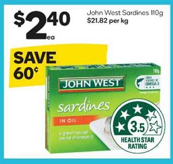 Woolworths John west sardines 110g offer