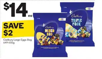 Woolworths Cadbury large eggs bag offer