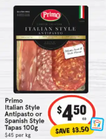 IGA Primo Italian Style Antipasto or Spanish Style Tapas 100g offer