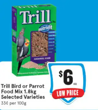 IGA Trill Bird or Parrot Food Mix 1.8kg offer
