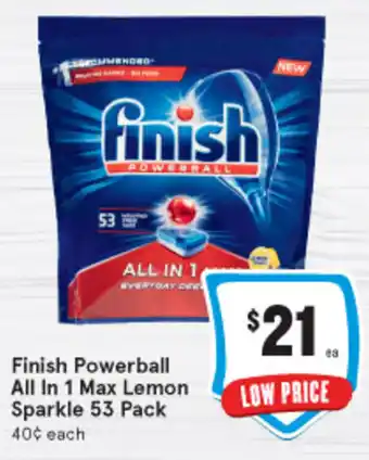 IGA Finish Powerball All In 1 Max Lemon Sparkle 53 Pack offer