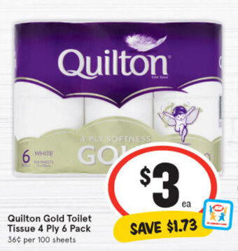 IGA Quilton Gold Toilet Tissue 4 Ply 6 Pack offer