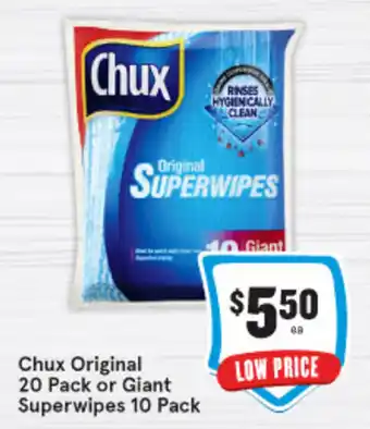 IGA Chux Original 20 Pack or Giant Superwipes 10 Pack offer