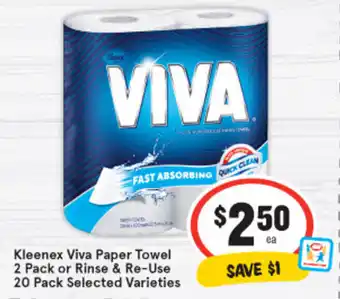 IGA Kleenex Viva Paper Towel 2 Pack or Rinse & Re-Use 20 Pack offer