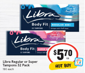 IGA Libra Regular or Super Tampons 32 Pack offer