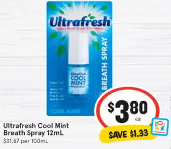IGA Ultrafresh Cool Mint Breath Spray 12ml offer