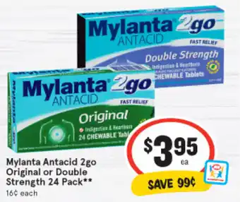 Mylanta Antacid 2go Original or Double Strength 24 Pack