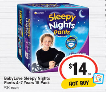 IGA Babylove Sleepy Nights Pants 4-7 Years 15 Pack offer