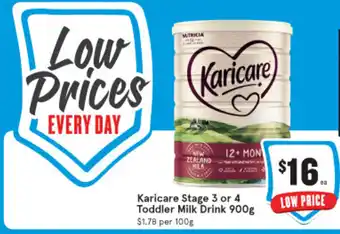 IGA Kaaricare Stage 3 or 4 Toddler Milk Drink 900g offer