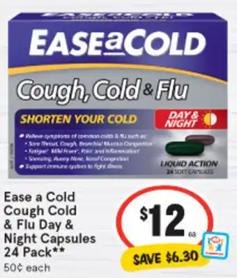 IGA Ease a Cold Cough Cold & Flu Day & Night Capsules 24 Pack offer