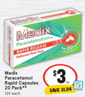 Medix Paracetamol Rapid Capsules 20 Pack