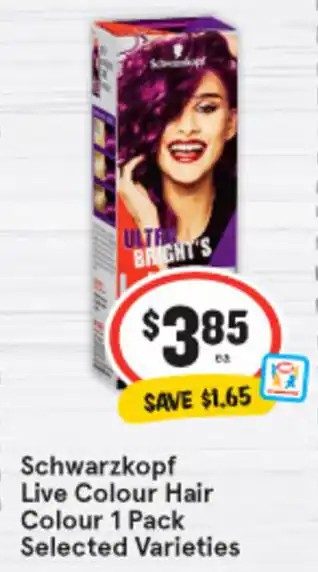 IGA Schwarzkopf Live Colour Hair Colour 1 Pack offer