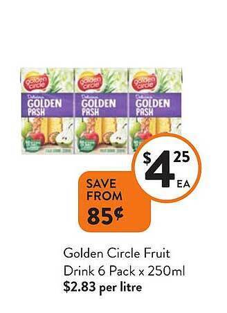 Foodworks Golden circle fruit drink 6 pack offer
