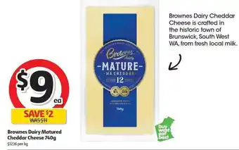 Coles Brownes Dairy Matured Cheddar Cheese 740g offer