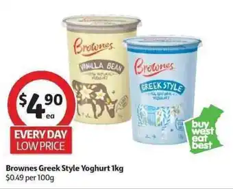 Brownes Greek Style Yoghurt 1kg