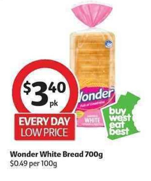 Wonder White Bread 700g offer at Coles