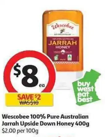 Coles Wescobee 100% Pure Australian Jarrah Upside Down Honey 400g offer