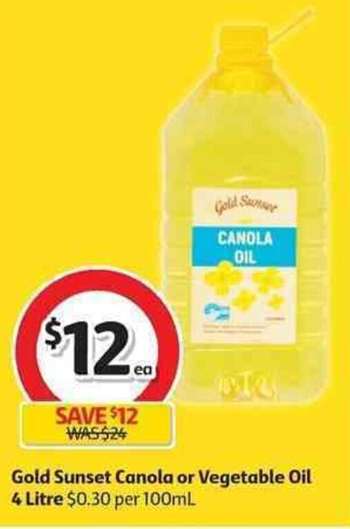 Gold Sunset Canola Or Vegetable Oil 4l Offer At Coles