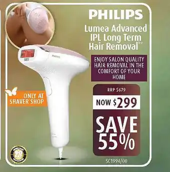 Shaver Shop Philips lumea advanced ipl long term hair removal offer