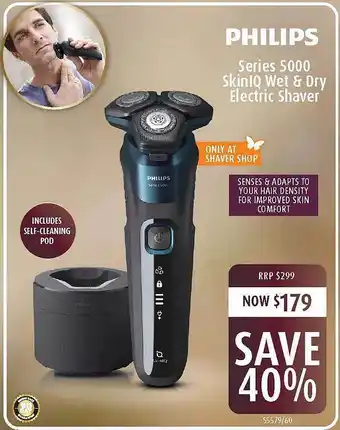Shaver Shop Philips series 5000 skinlq wet & dry eletric shaver offer