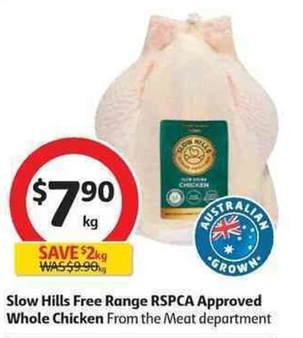 Coles Slow Hills Free Range RSPCA Approved Whole Chicken offer