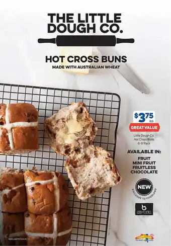 Foodland Little dough co, hot cross buns offer