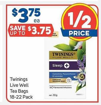 Foodland Twinings live well tea bags offer
