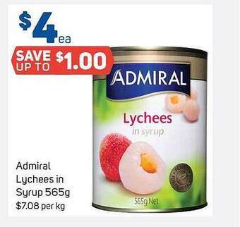 Foodland Admiral lychees in syrup offer