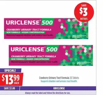Uriclense cranberry urinary tract formula