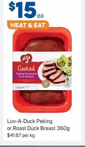 Foodland Luv-A-Duck Peking Or Roast Duck Breast 360g offer