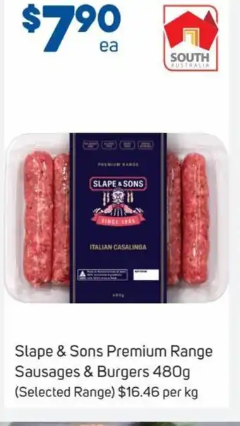 Foodland Slape & Sons Premium Range Sausages & Burgers 480g offer