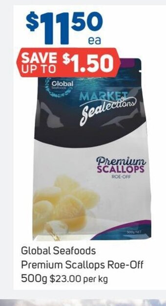 Global Seafoods Premium Scallops Roe-Off 500g