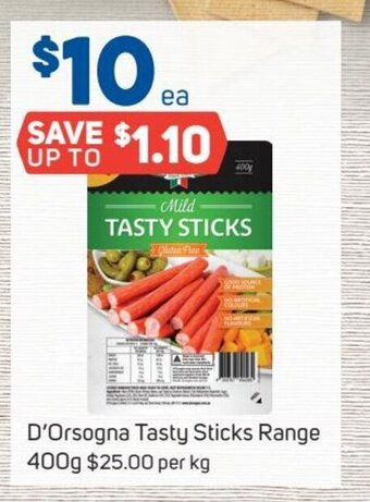 Foodland D'Orsogna Tasty Sticks Range 400g offer