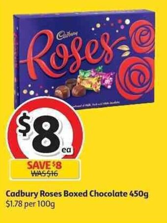Coles Cadbury Roses Boxed Chocolate 450g offer