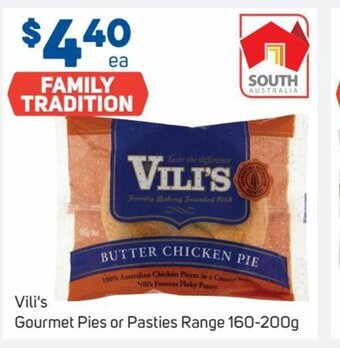 Foodland Vili's Gourmet Pies or Pasties Range 160-200g offer