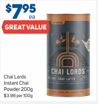 Foodland Chai Lords Instant Chai Powder 200g offer