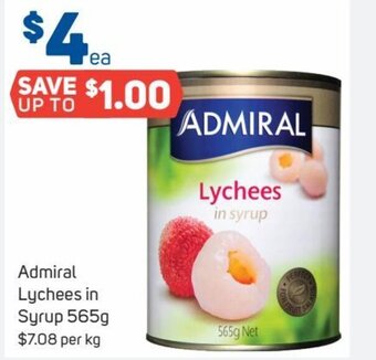 Foodland Admiral Lychees in Syrup 565g offer