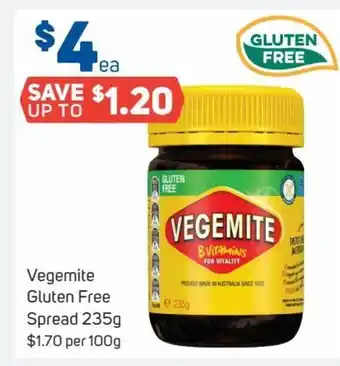 Foodland Vegemite Gluten Free Spread 235g offer