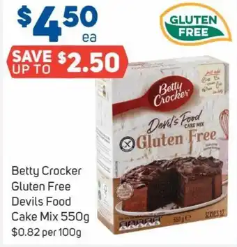 Foodland Betty Crocker Gluten Free Devils Food Cake Mix 550g offer