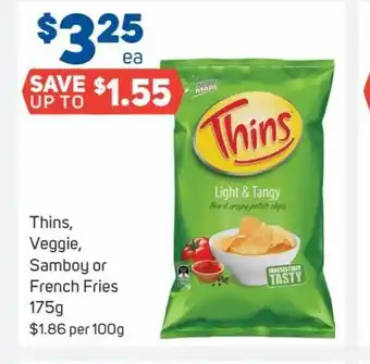 Foodland Thins, Veggie, Samboy or French Fries 175g offer