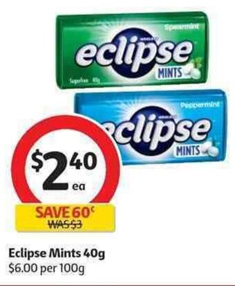 Coles Eclipse Mints 40g offer