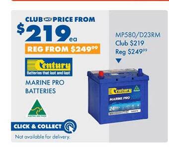 BCF Century marine pro batteries offer