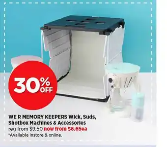 Spotlight We r memory keepers wick, suds, shotbox machines & accessories offer