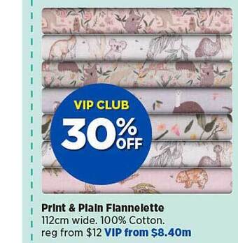 Spotlight Print & plain flannelette offer
