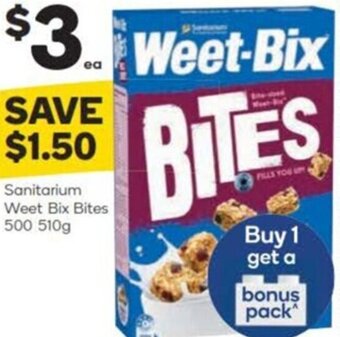 Woolworths Sanitarium Weet Bix Bites 500 510g offer