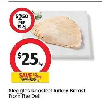 Coles Steggles roasted turkey breast from the deli offer