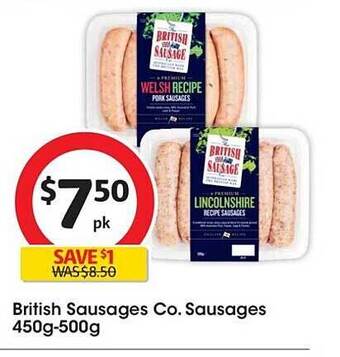 Coles British sausages co sausages offer
