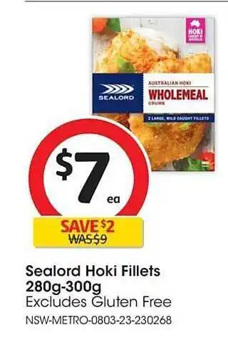 Coles Sealord hoki fillets offer